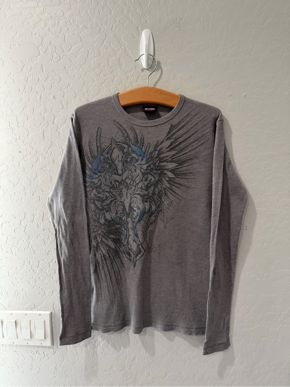 Vintage MMA Elite Cross Wing Eagle Thermal L/S Shirt Medium Bin 1